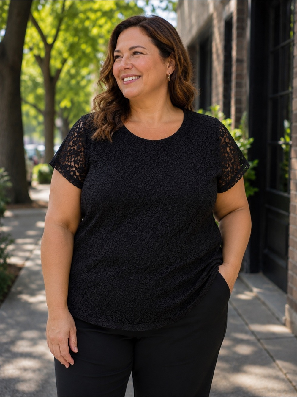🌸 Ricki's Black Floral Lace Short Sleeve Tee